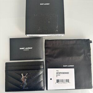Saint Laurent Monogram Leather Credit Card Case